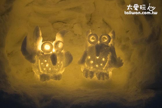 小樽雪燈祭的貓頭鷹雪燈 小樽雪燈祭的貓頭鷹雪燈