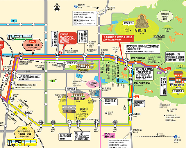 奈良公車路線圖，點我看大圖，資料來源：奈良交通官網 